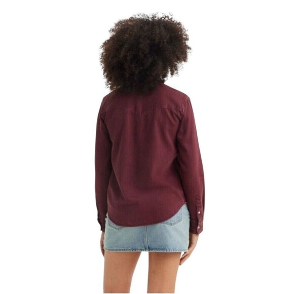 Levi's Women's Ultimate Western Cowgirl Pearl Snap Shirt Windsor Wine Size XXL - Picture 2 of 13